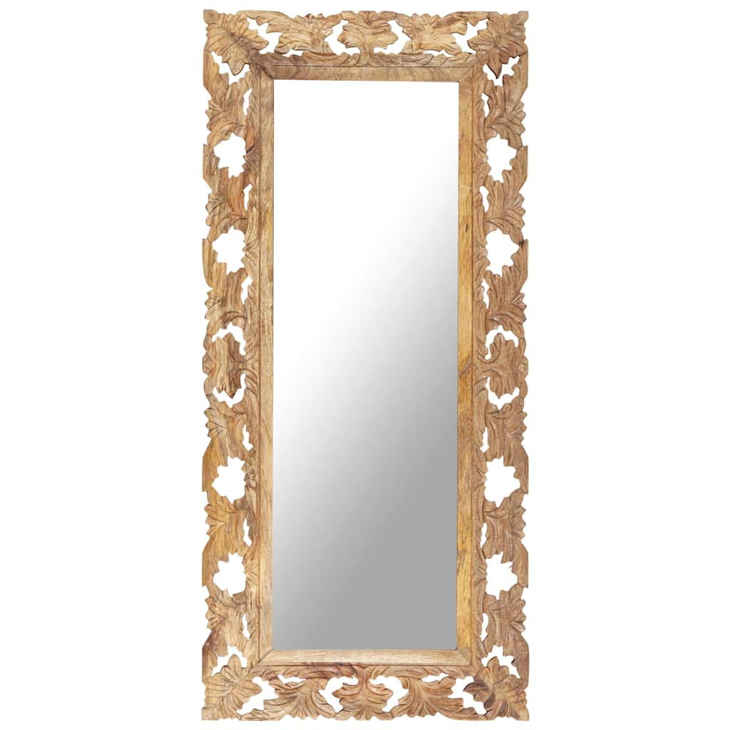 vidaXL Hand Carved Mirror 80x50 cm Solid Mango Wood