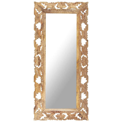 vidaXL Hand Carved Mirror 80x50 cm Solid Mango Wood