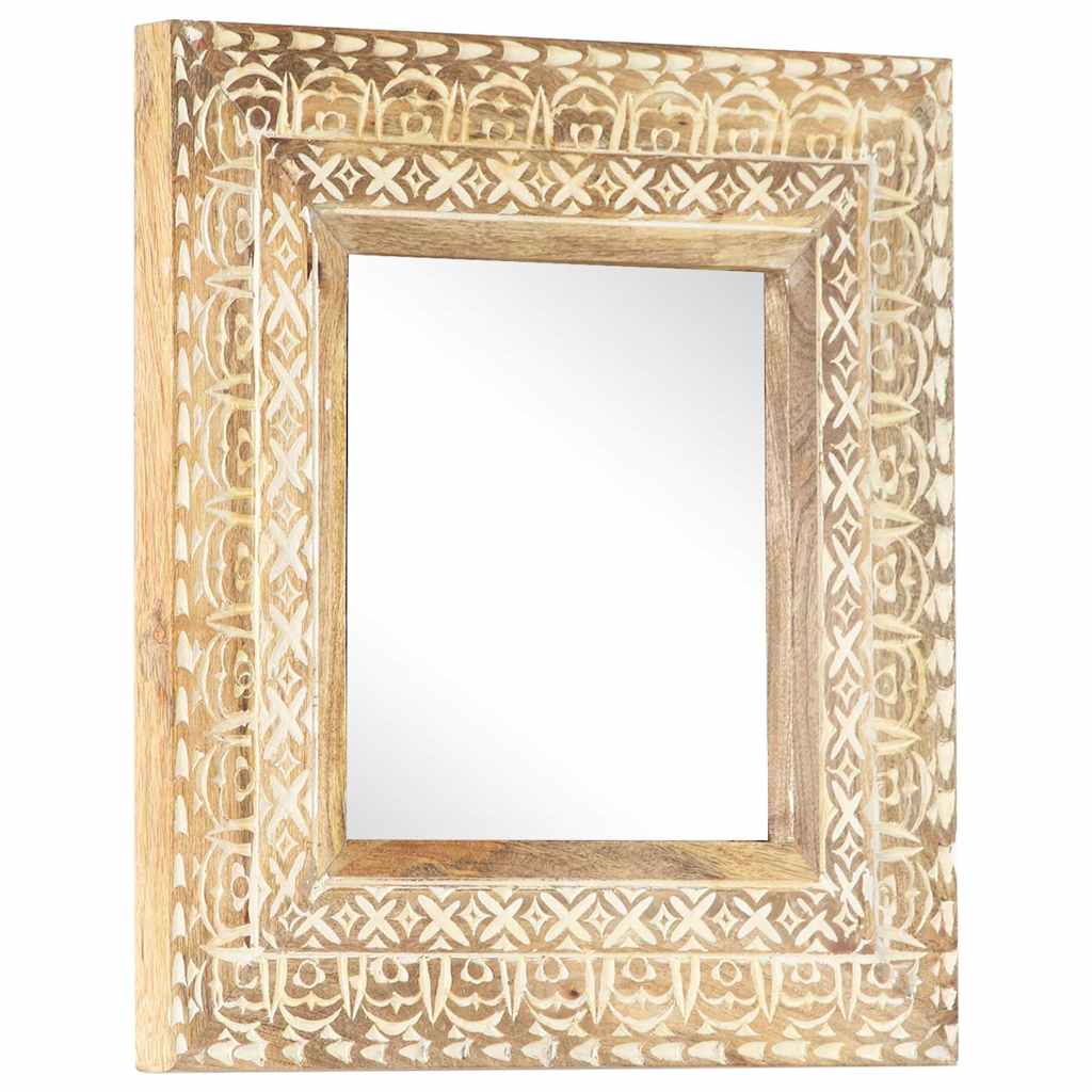 321644 vidaXL Hand-Carved Mirror 50x50x2,6 cm Solid Mango Wood 1