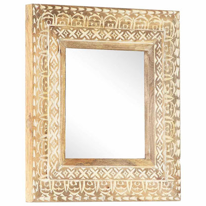 321644 vidaXL Hand-Carved Mirror 50x50x2,6 cm Solid Mango Wood 1