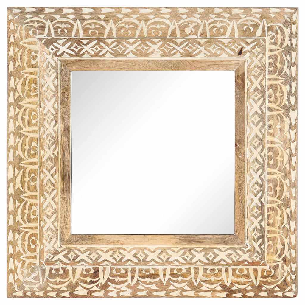 321644 vidaXL Hand-Carved Mirror 50x50x2,6 cm Solid Mango Wood 2
