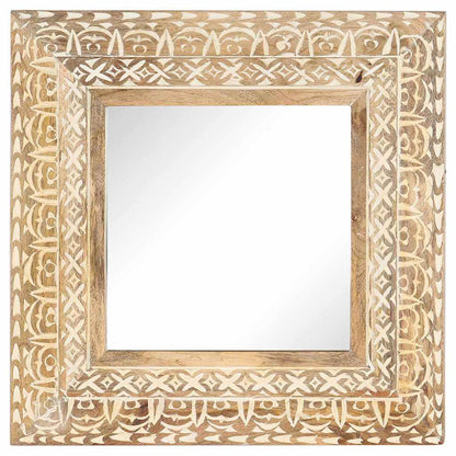 321644 vidaXL Hand-Carved Mirror 50x50x2,6 cm Solid Mango Wood 2