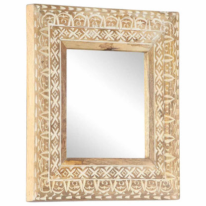 321644 vidaXL Hand-Carved Mirror 50x50x2,6 cm Solid Mango Wood 3