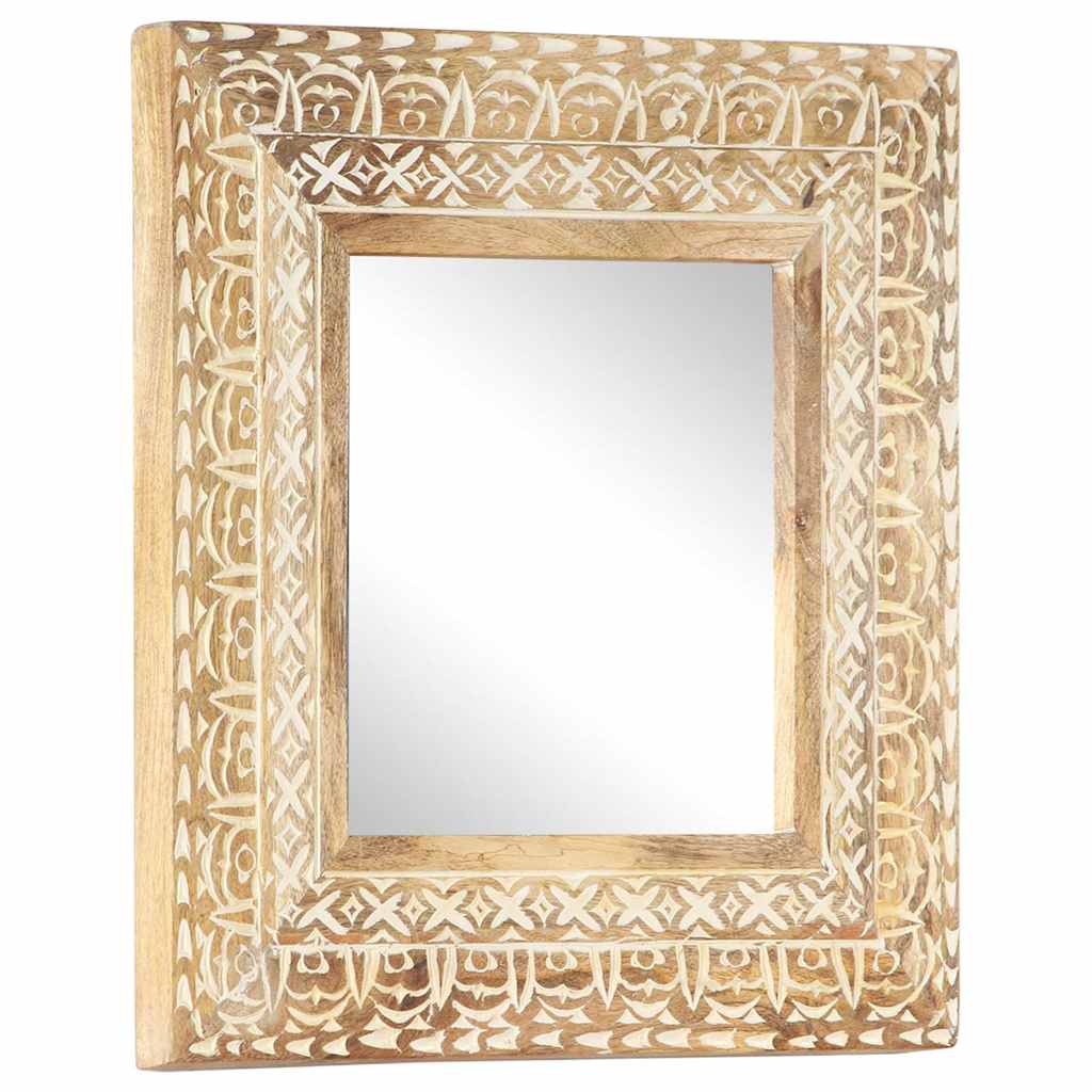 321644 vidaXL Hand-Carved Mirror 50x50x2,6 cm Solid Mango Wood 4