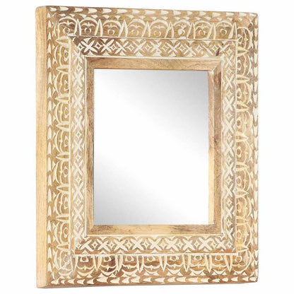 321644 vidaXL Hand-Carved Mirror 50x50x2,6 cm Solid Mango Wood 4