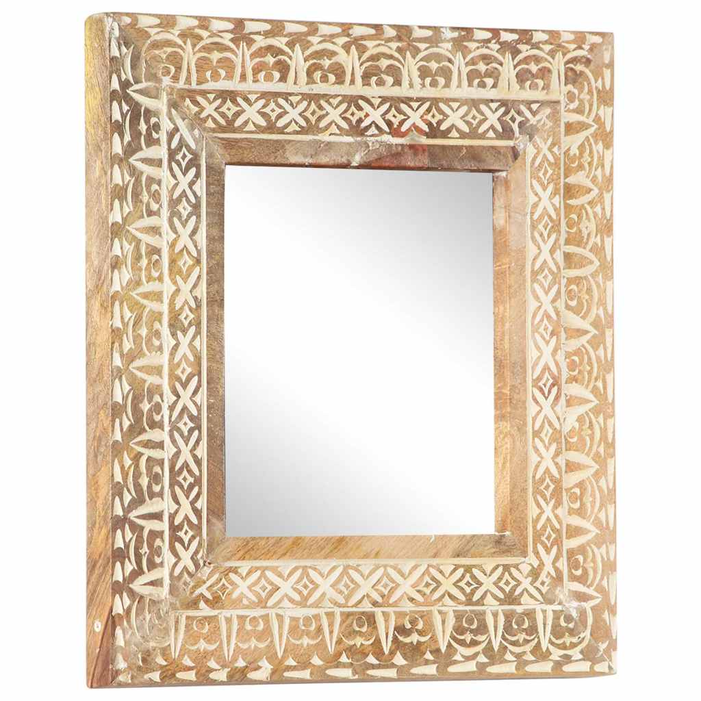321644 vidaXL Hand-Carved Mirror 50x50x2,6 cm Solid Mango Wood 5