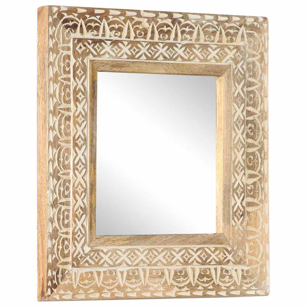 321644 vidaXL Hand-Carved Mirror 50x50x2,6 cm Solid Mango Wood 6