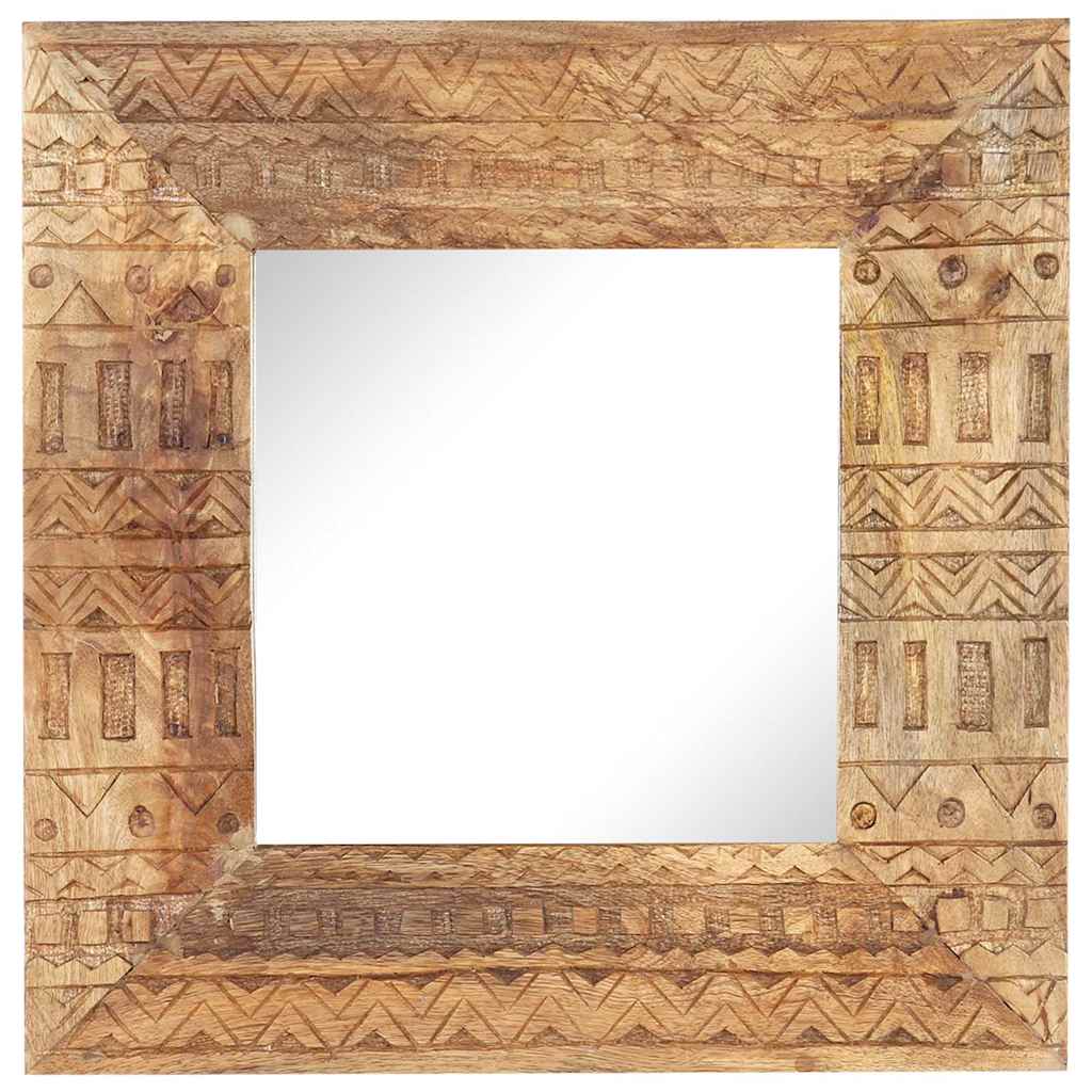 vidaXL Hand-Carved Mirror 50x50x2,5 cm Solid Mango Wood 2
