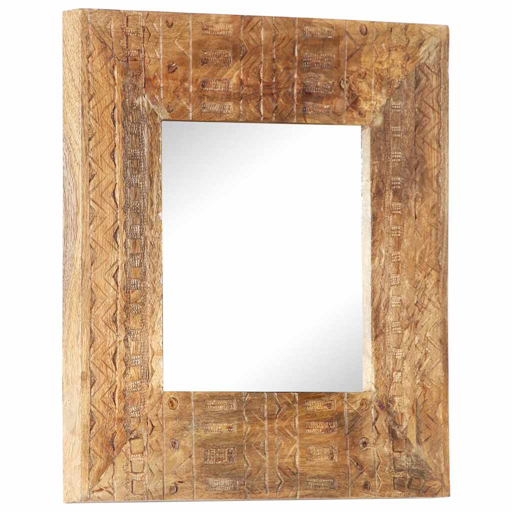 vidaXL Hand-Carved Mirror 50x50x2,5 cm Solid Mango Wood 3