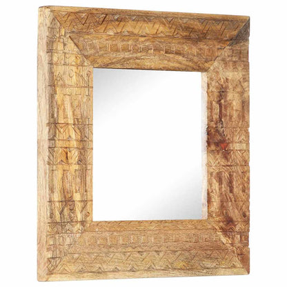 vidaXL Hand-Carved Mirror 50x50x2,5 cm Solid Mango Wood 4