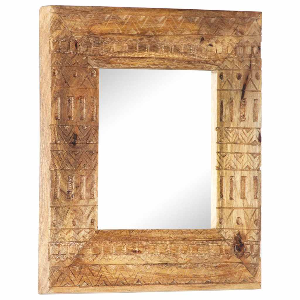 vidaXL Hand-Carved Mirror 50x50x2,5 cm Solid Mango Wood 5