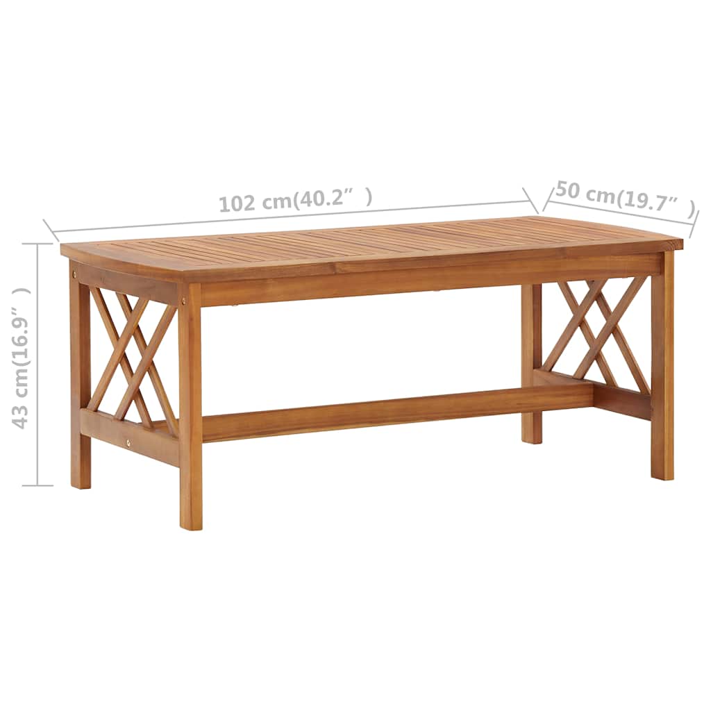 vidaXL Coffee Table | Brown | Solid Acacia wood | Medium |  Decorative Inlays 6