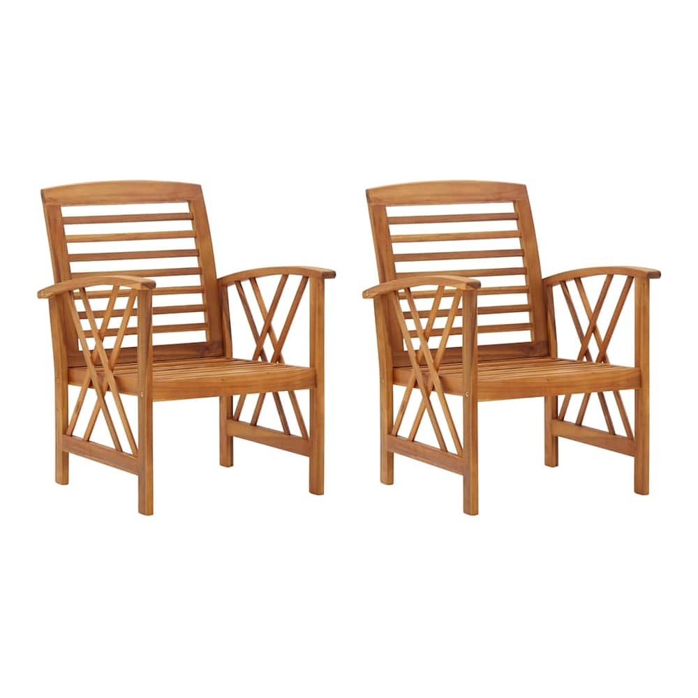 102x50x43 cm Solid Acacia Wood 2x single chair