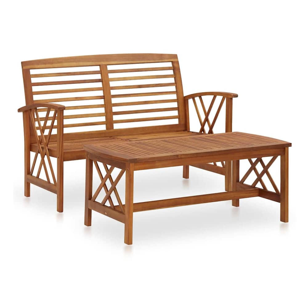 102x50x43 cm Solid Acacia Wood Bench +table