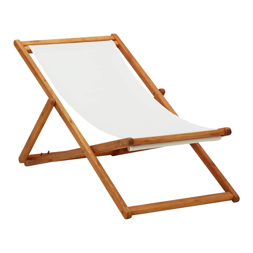 Folding Chair Eucalyptus Wood and Fabric Cream white