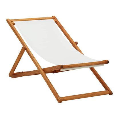 Folding Chair Eucalyptus Wood and Fabric Cream white