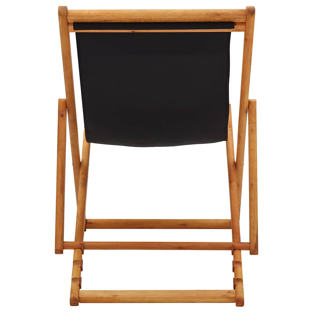 vidaXL Folding Chair Eucalyptus Wood and Fabric Black 5