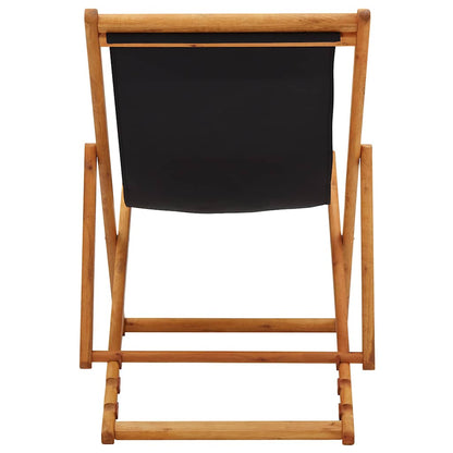 vidaXL Folding Chair Eucalyptus Wood and Fabric Black 5
