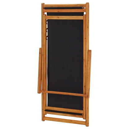 vidaXL Folding Chair Eucalyptus Wood and Fabric Black 6