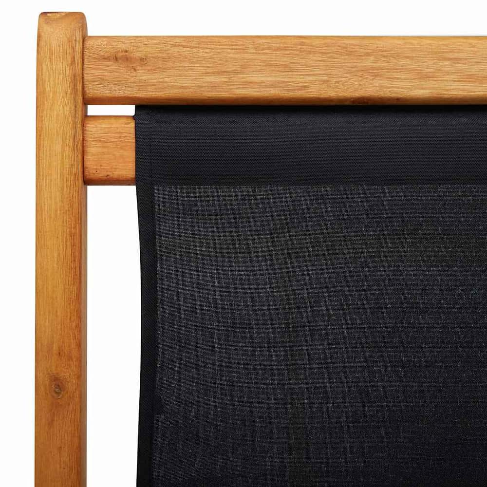 Folding Chair Eucalyptus Wood and Fabric Black
