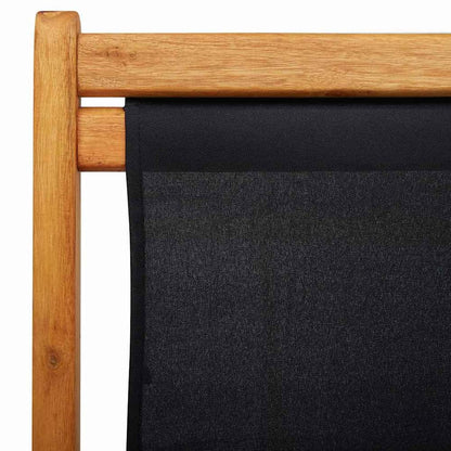 Folding Chair Eucalyptus Wood and Fabric Black