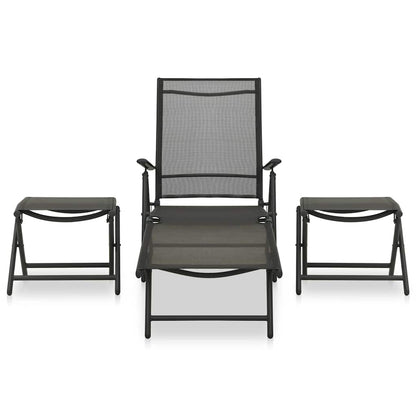 vidaXL 3 Piece Garden Lounge Set Textilene and Aluminium Black 2