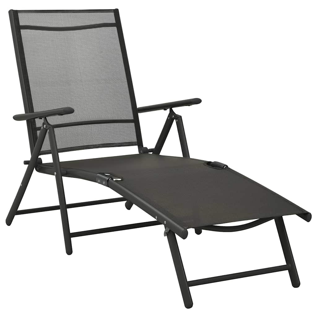 vidaXL 3 Piece Garden Lounge Set Textilene and Aluminium Black 3