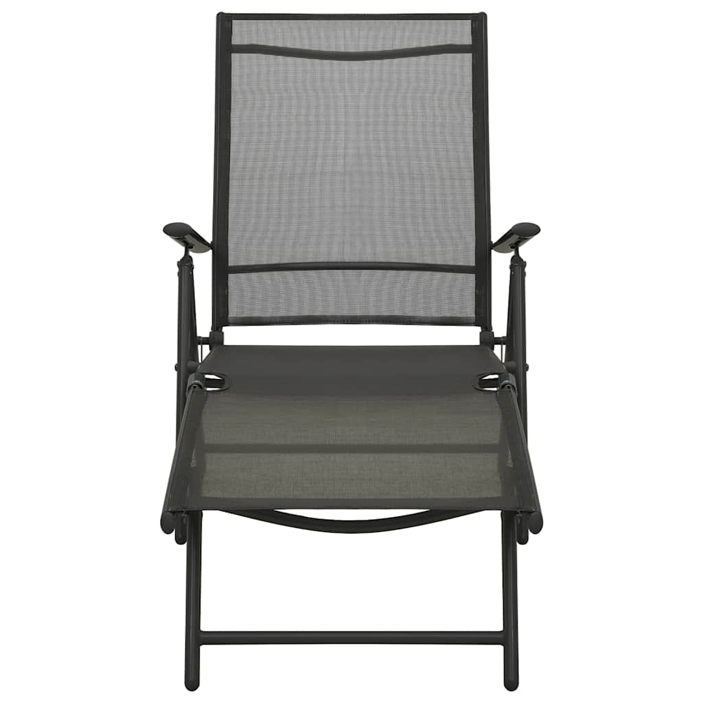 vidaXL 3 Piece Garden Lounge Set Textilene and Aluminium Black 4