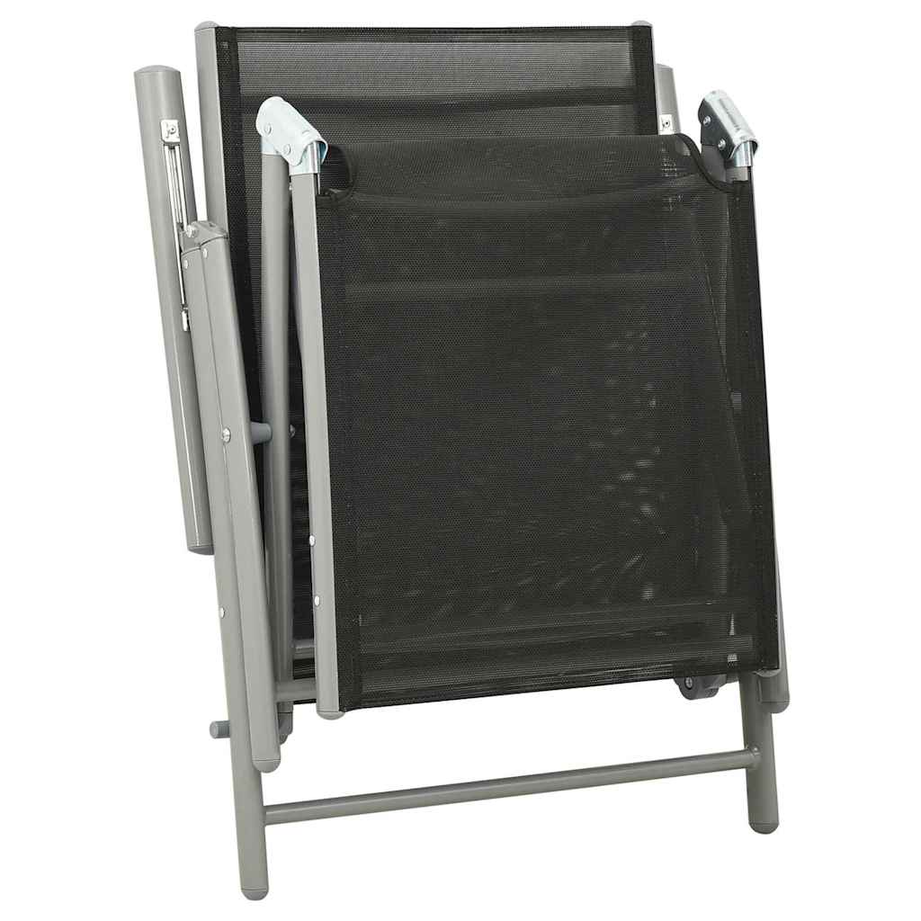 vidaXL 3 Piece Garden Lounge Set Textilene and Aluminium Silver 6