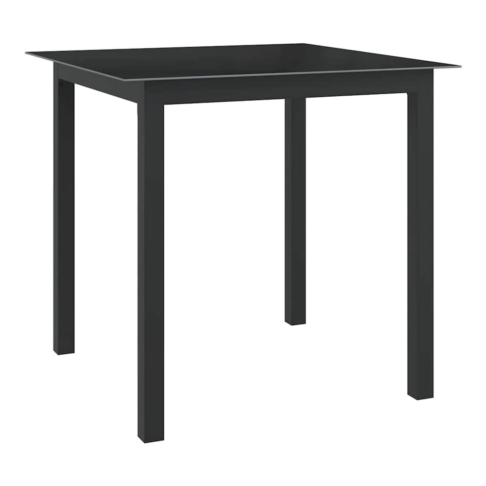Garden Table Aluminium and Glass Black 80 cm 80 cm