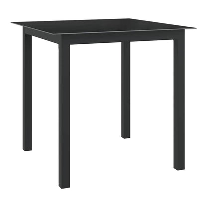 Garden Table Aluminium and Glass Black 80 cm 80 cm