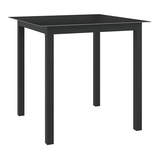 Garden Table Aluminium and Glass Black 80 cm 80 cm
