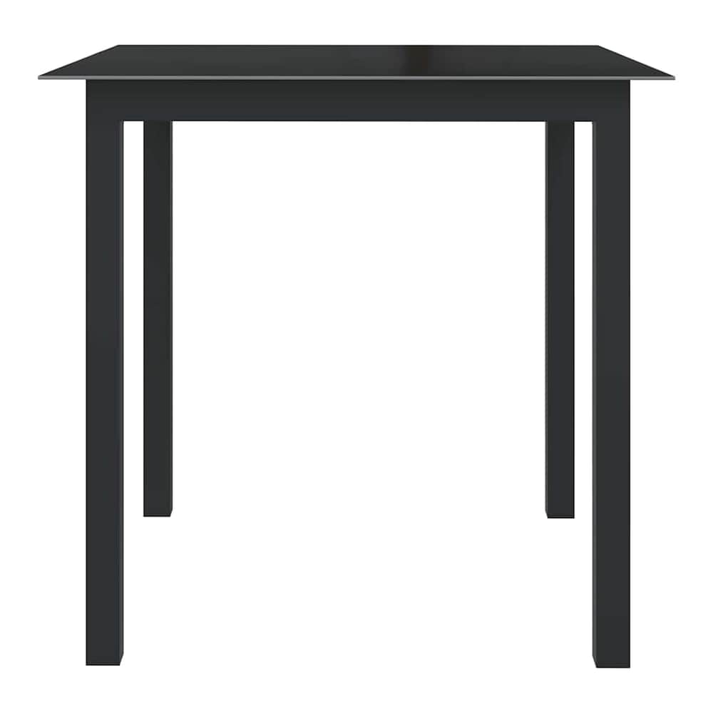 Garden Table Aluminium and Glass Black 80 cm 80 cm