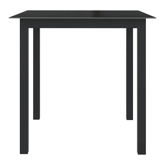 Garden Table Aluminium and Glass Black 80 cm 80 cm