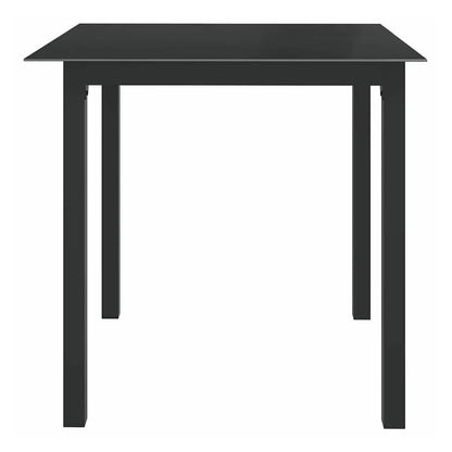 Garden Table Aluminium and Glass Black 80 cm 80 cm