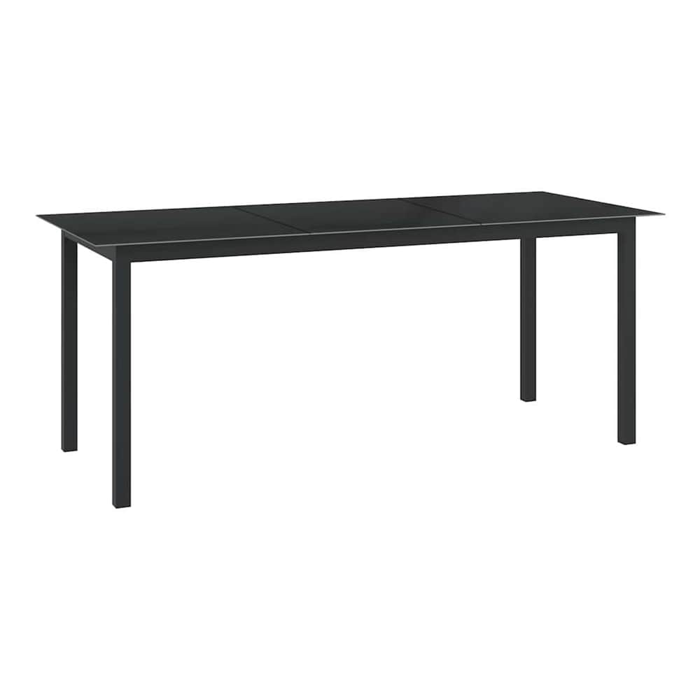 Garden Table Aluminium and Glass Black 190 cm 90 cm