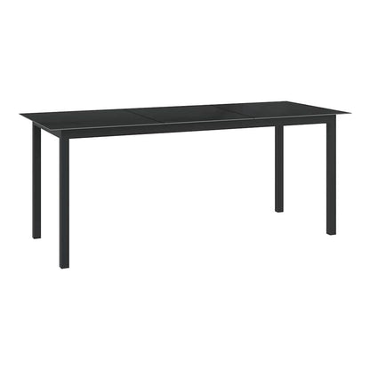 Garden Table Aluminium and Glass Black 190 cm 90 cm