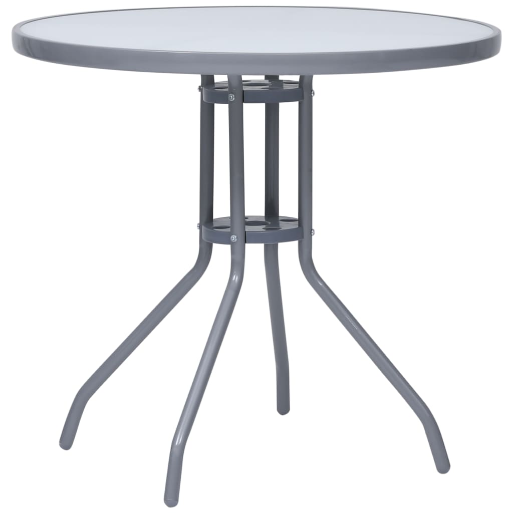 vidaXL Garden Table | Light Grey | Steel, Glass | Small |  Durable 1