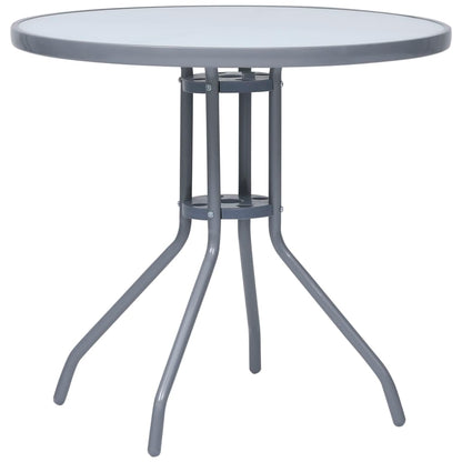 vidaXL Garden Table | Light Grey | Steel, Glass | Small |  Durable 1