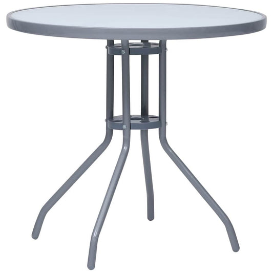 Garden Table 60 cm Steel and Glass Light grey