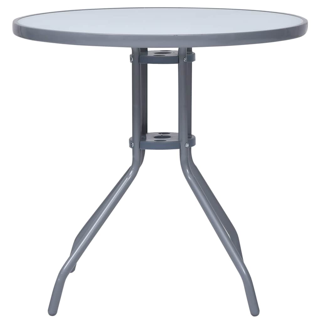 vidaXL Garden Table | Light Grey | Steel, Glass | Small |  Durable 2