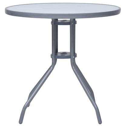 vidaXL Garden Table | Light Grey | Steel, Glass | Small |  Durable 2