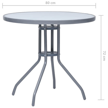 vidaXL Garden Table | Light Grey | Steel, Glass | Small |  Durable 5