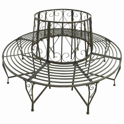 Tree Bench 8 -Seater Ø 160 x 89 cm steel Round Silver grey backrest with scroll design