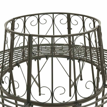 Tree Bench 8 -Seater Ø 160 x 89 cm steel Round Silver grey backrest with scroll design