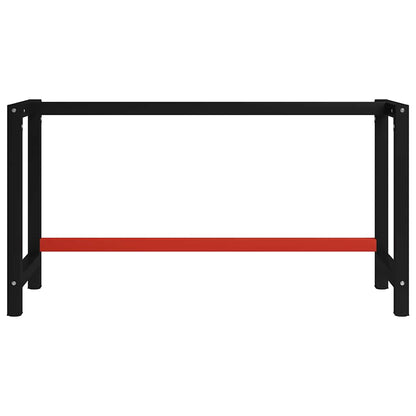 vidaXL Work Bench Frame Metal 150x57x79 cm Black and Red 2