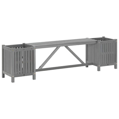 vidaXL Garden Bench with 2 Planters 150cm Solid Acacia Wood Grey 2