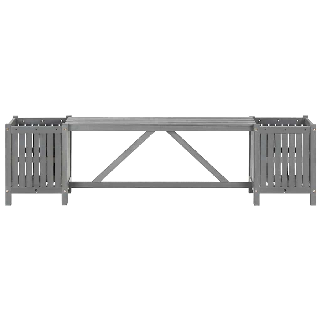 vidaXL Garden Bench with 2 Planters 150cm Solid Acacia Wood Grey 4