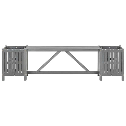 vidaXL Garden Bench with 2 Planters 150cm Solid Acacia Wood Grey 4