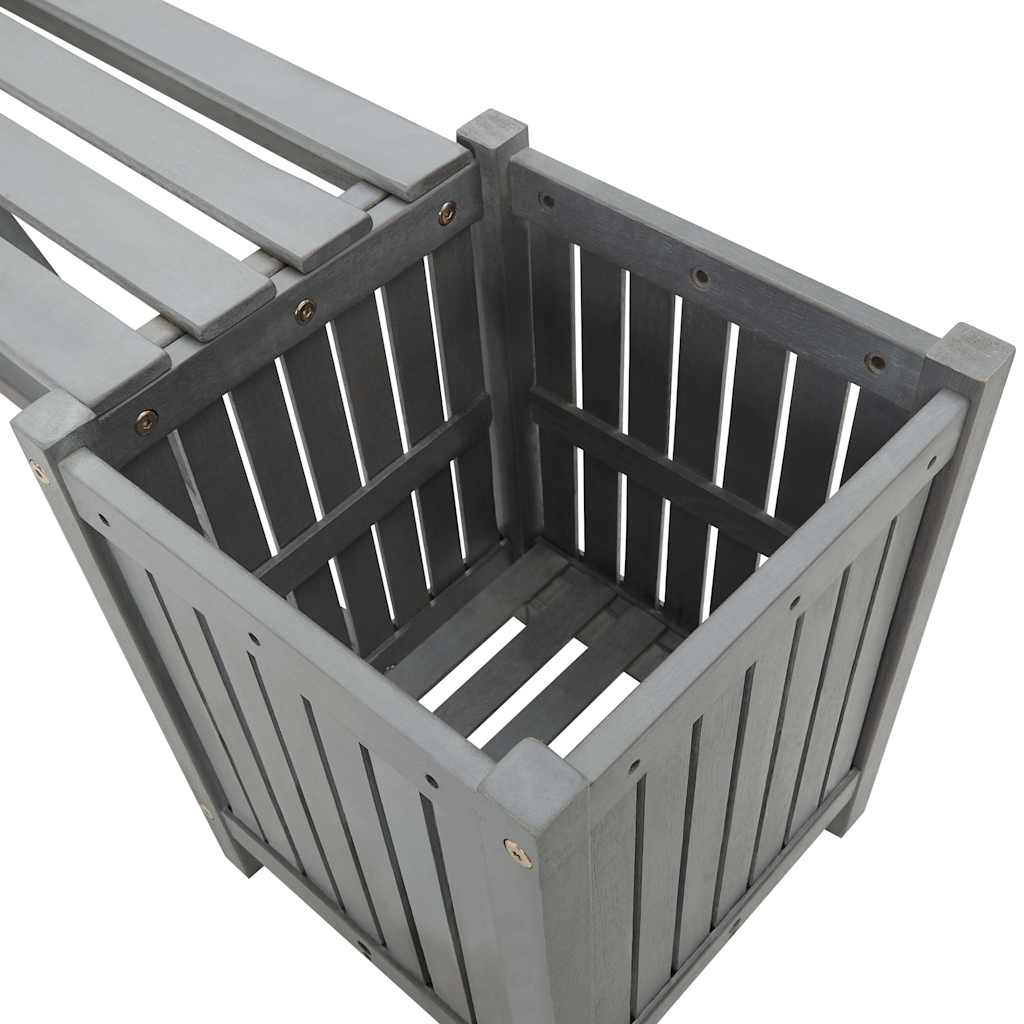 vidaXL Garden Bench with 2 Planters 150cm Solid Acacia Wood Grey 6